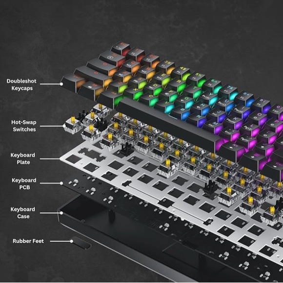 GK 61 Optical Keyboard - Black and Brown - Picture 12 of 15